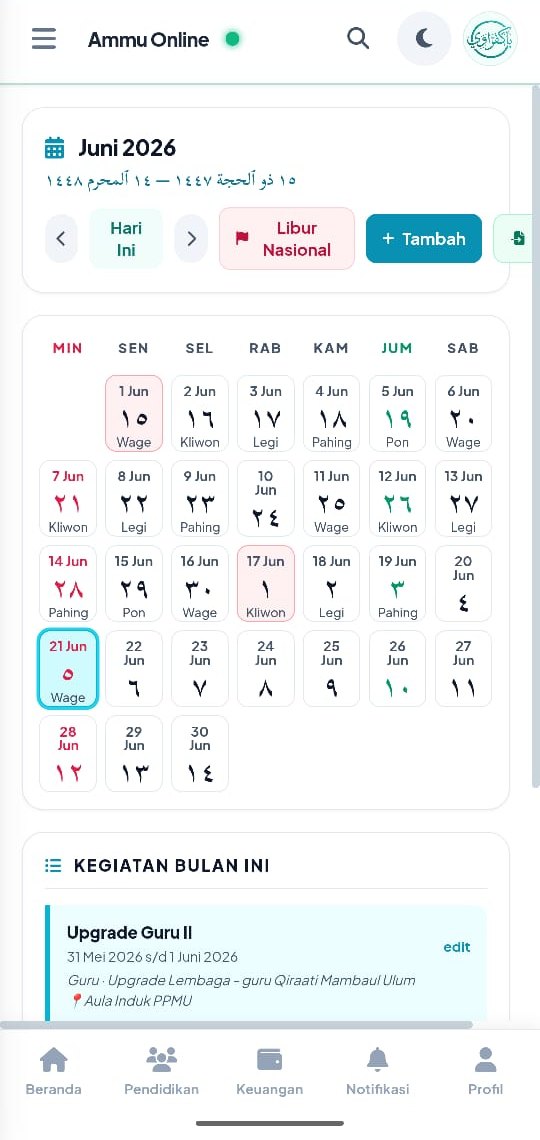 Ammu Online Android — kalender kegiatan