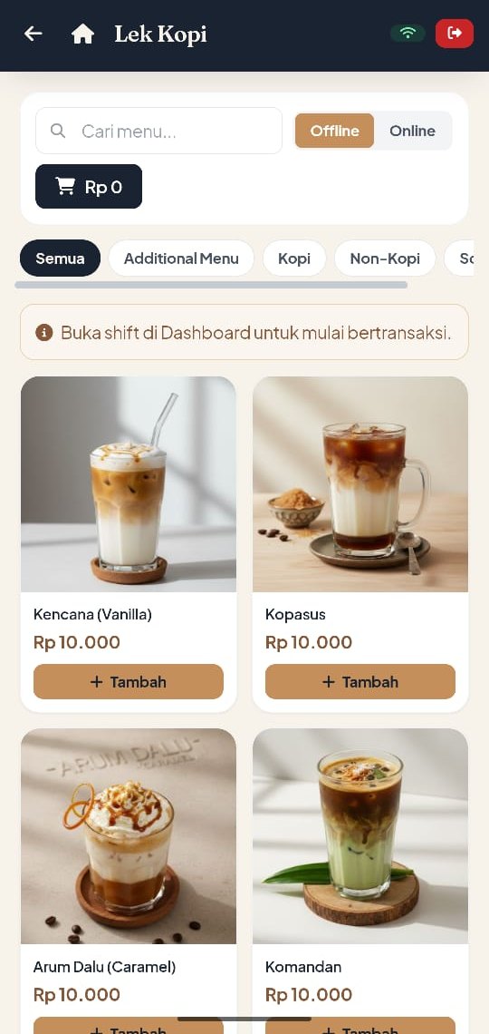 Lek Kopi POS Android — kasir & menu